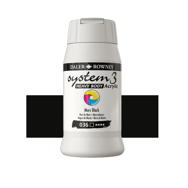 Heavy Body Mars Black 036 akrylmaling - System 3, 500 ml.