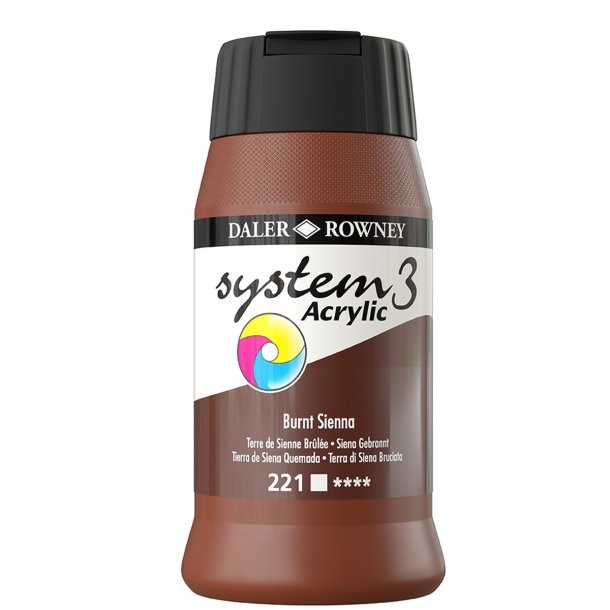 Burnt Sienna 221 akrylmaling - System 3, 500 ml.
