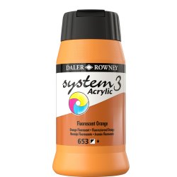 Fluorescent Orange 653 akrylmaling - System 3, 500 ml.