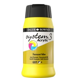 Fluorescent Yellow 681 akrylmaling - System 3, 500 ml.