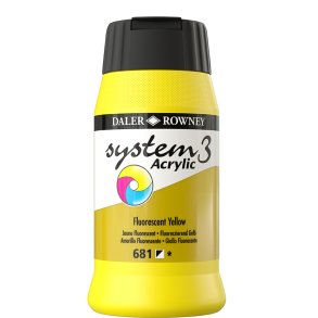 Fluorescent Yellow 681 akrylmaling - System 3, 500 ml.