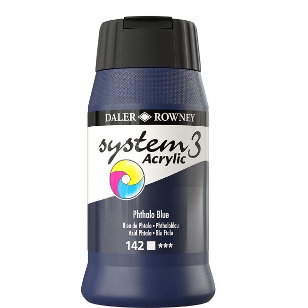 Phthalo Blue 142 akrylmaling - System 3, 500 ml.