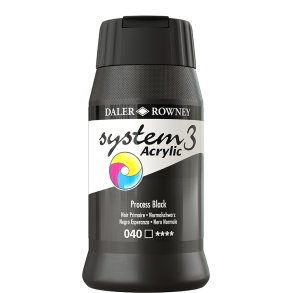 Process Black 040 akrylmaling - System 3, 500 ml.