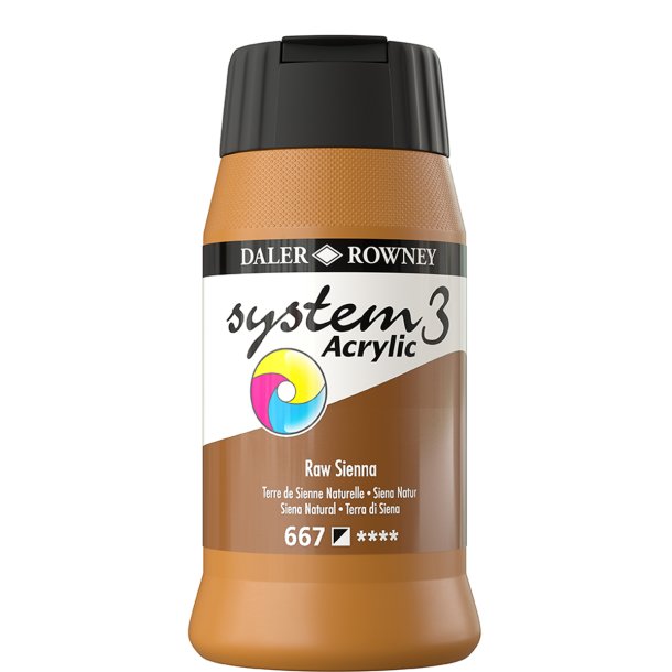Raw Sienna 667 akrylmaling - System 3, 500 ml.