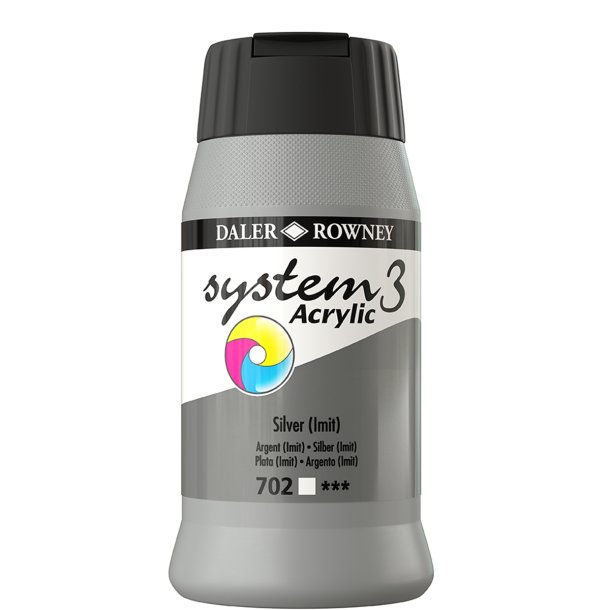 Silver 702 akrylmaling - System 3, 500 ml.    