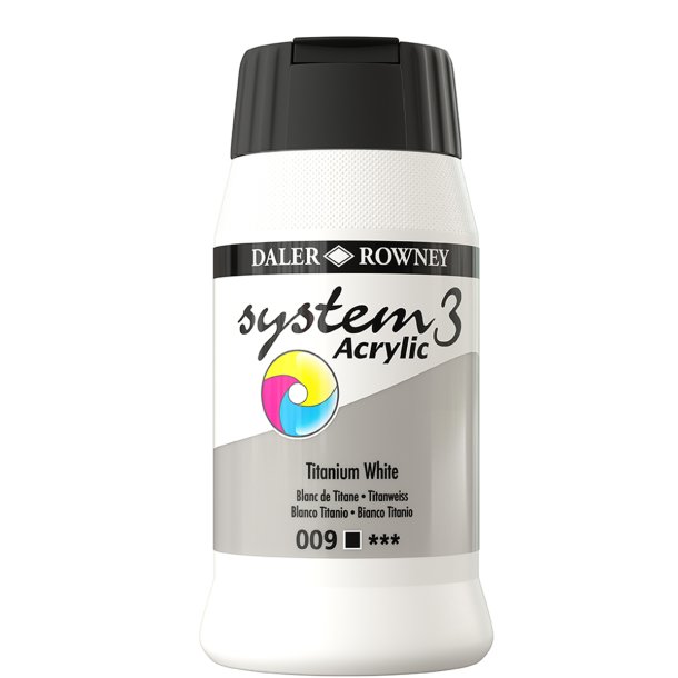 Titanium  White 009 akrylmaling - System 3, 500 ml.