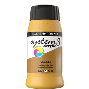 Yellow Ochre 663 akrylmaling - System 3, 500 ml.