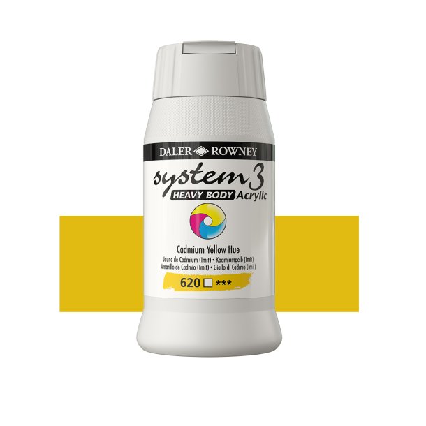 Heavy Body Cadmium Yellow 620 akrylmaling - System 3, 500 ml.